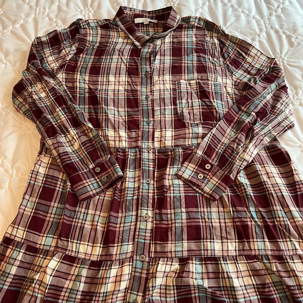 NWOT Loft Plaid Tunic Top - XXL